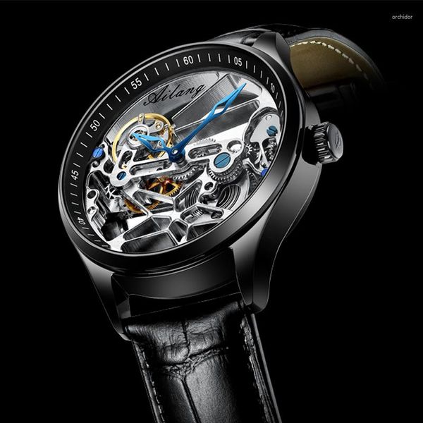 Armbanduhren Reloj Hombre AILANG Skeleton Automatische Mechanische Uhr Männer Top Luxus Wasserdichte Leder Artikel Für