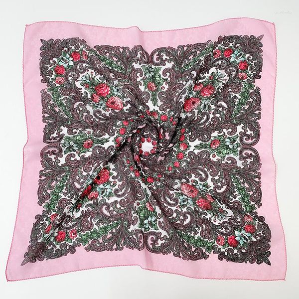 Sciarpe 70 70cm Bandana stampata floreale russa Bandana quadrata da donna Sciarpa Babushka Head Wraps Fazzoletto Scialle etnico femminile