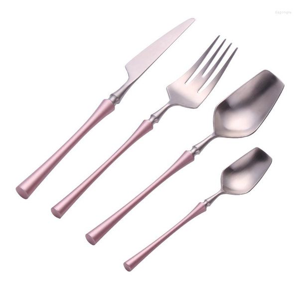 Conjunto de talheres rosa talheres de jantar em aço inoxidável talheres grossos talheres de luxo garfos facas colheres