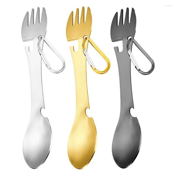 Conjuntos de louça 5 em 1 utilitário Spork utensílio de acampamento multifuncional ultraleve conjunto de talheres ao ar livre para caminhadas/mochilas