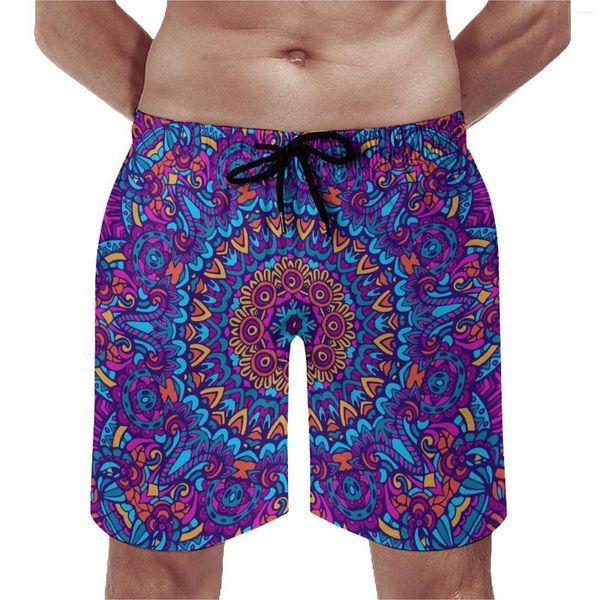 Shorts masculinos étnicos Mandala Board masculinos estampa vintage shorts de banho diários de qualidade tamanho grande