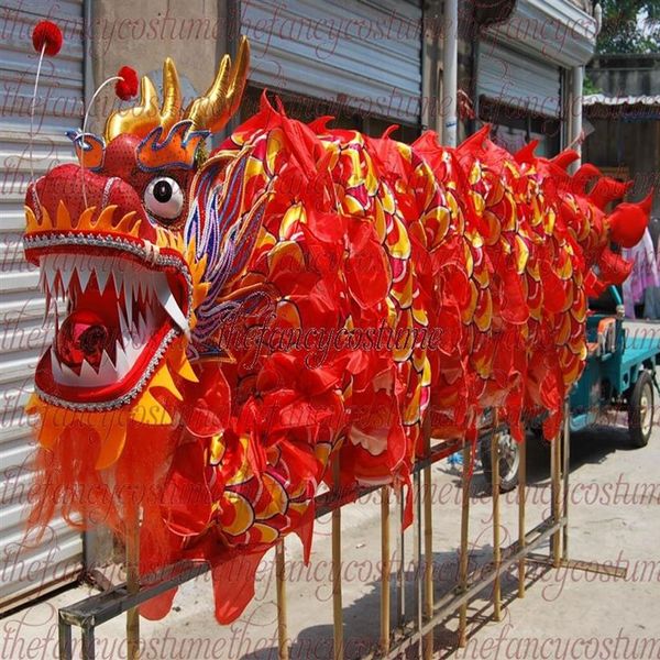 DRAGON DANCE Bühnenbekleidung 14 m 8 Erwachsene Seidenstoff Chinesischer Frühling ORIGINAL Folk Festival Celebration Maskottchen Kostüm298M