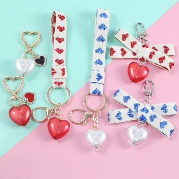 Portachiavi Cute Point Drill Peach Sweet Heart Portachiavi Love Webbed Creative Valentine's Day Gift Pendant Bag Decoration