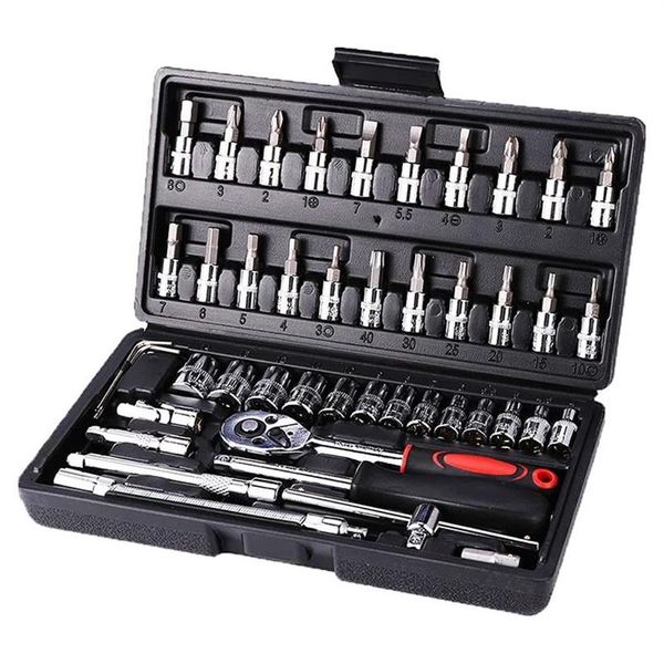 Professionelle Handwerkzeug-Sets Auto-Reparatur Ratschenschlüssel Steckschlüssel-Schraubendreher-Bits Set Fahrrad-Kits Mechanische Tools256D