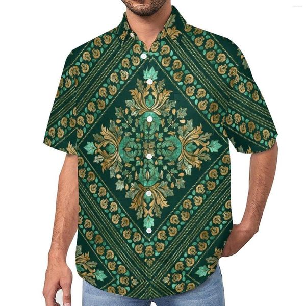 Camicie casual da uomo Camicia ampia con stampa barocca Uomo Beach Vintage Damascato Modello hawaiano Manica corta Streetwear Camicette oversize