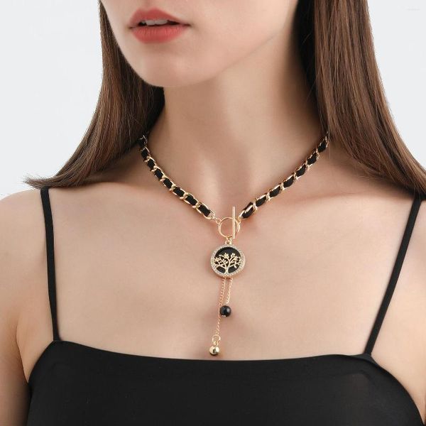 Choker Mode Goth Schwarz Herz Baum Des Lebens Sonne Anhänger Halsketten Für Frauen Punk Gold Farbe Kette Wrap Halskette partei Schmuck