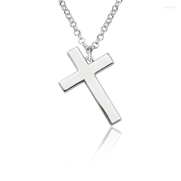 Collane con ciondolo Collana minimalista Donna Croce Donna Catena Gioielli semplici Unisex Colore argento Trendy Dolce metallo Naszyjnik