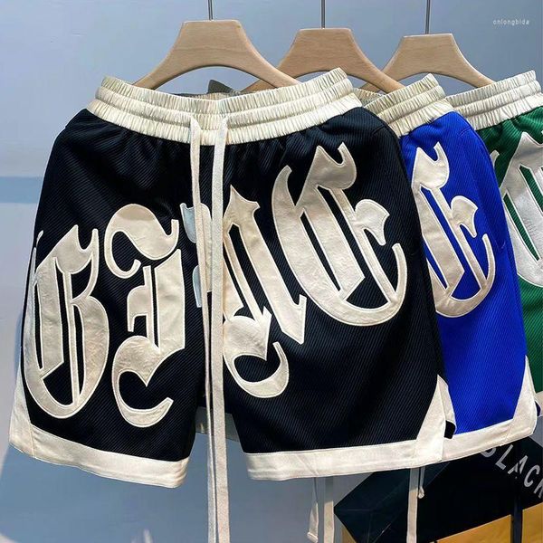 Мужские шорты Y2K Mens Korean Streetwear бриджи буква вышивка Harajuku короткие брюки гимнасти