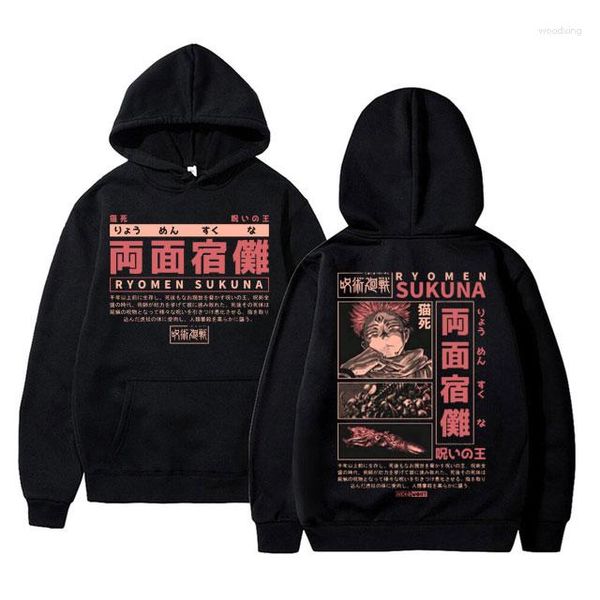 Erkek hoodies anime jujutsu kaisen ryomen sukuna grafik kapşonlu erkekler manga polar pamuk normal erkek gündelik büyük boy sweatshirt