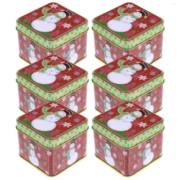 Bottiglie di stoccaggio 6 pezzi Scatola di imballaggio per caramelle di Natale Custodia per confezioni regalo Custodie per biscotti quadrate