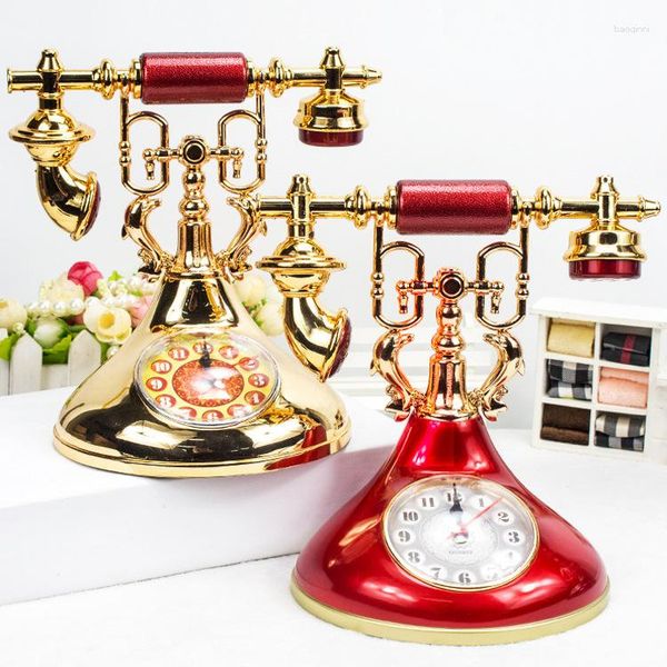 Orologi da tavolo Telefono Sveglia Soggiorno Europeo Semplice Ornamento Moderno Retro Fashion Student Desktop