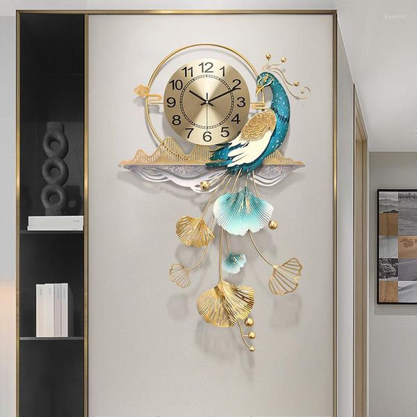 Orologi da parete Decorazione soggiorno Orologio pavone Design moderno Arti semplici Decorazioni per la casa Sala da pranzo digitale