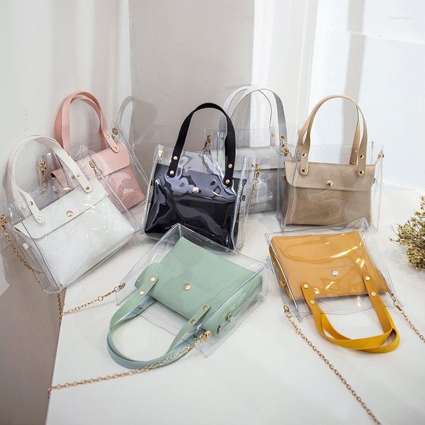 Akşam çantaları 2023 fashion pvc jöle çantası kadınlar küçük şeffaf omuz çanta mini cep telefonu zinciri crossbody elçisi kızlar için