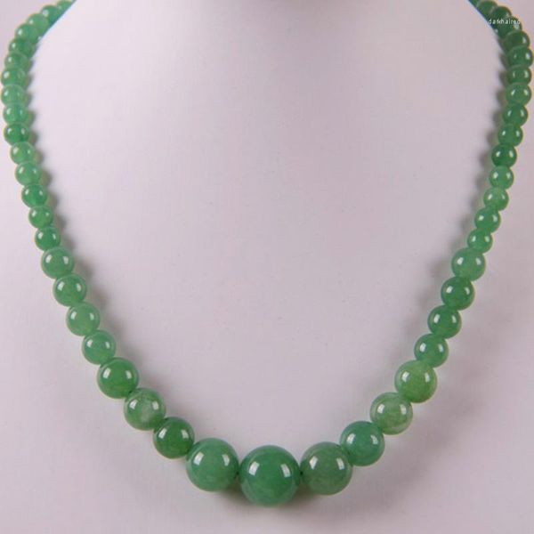 Catene avventurina verde graduata collana di perline rotonde gioielli da 18 pollici F201