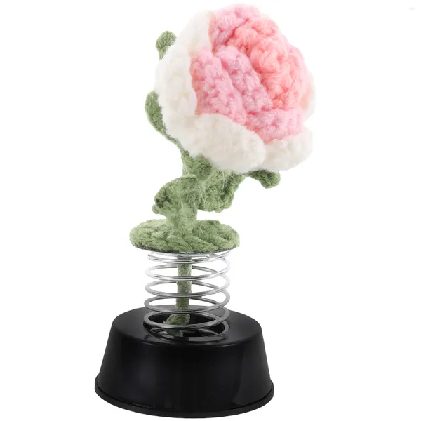 Fiori decorativi Fiore Bonsai Piccolo ornamento all'uncinetto Vaso Desktop Car Decor Accessori Tavolo in vaso Decorare delicato