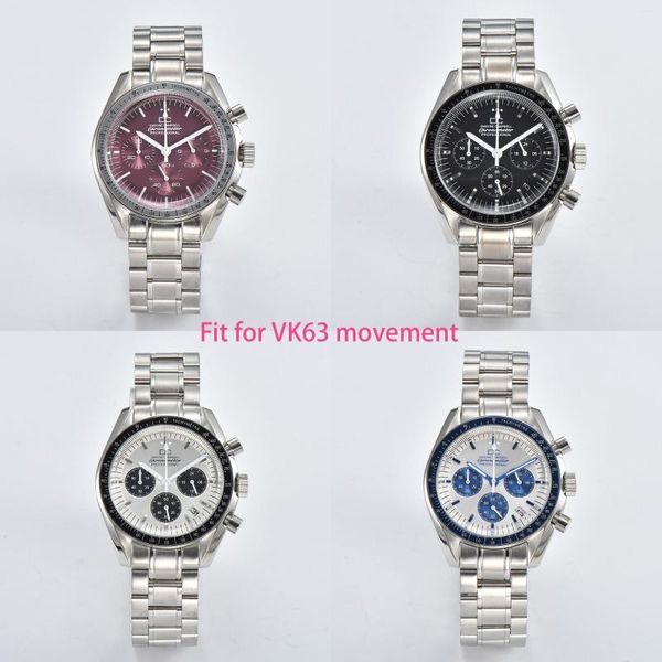 Armbanduhren 39,7 mm Herrenuhr Edelstahlgehäuse Business Chronograph VK63 Quarzwerk