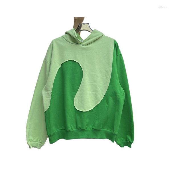 Moletons masculinos High Street Patchwork Fleece Sweatshirts Pullover ERL Vintage Swirl Hoodie Top Version Irregular