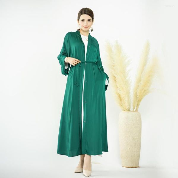 Abbigliamento etnico Dubai Abaya per le donne Stile semplice Tukish Capispalla musulmano islamico Abito casual Kaftan Ramadan (senza abito interno)