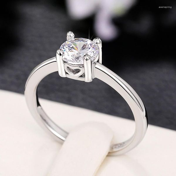 Eheringe CAOSHI Trendy Lady Splitter Farbe Fingerring Für Zeremonie Glänzende Zirkonia Zubehör Einfachen Stil Schmuck Engagement