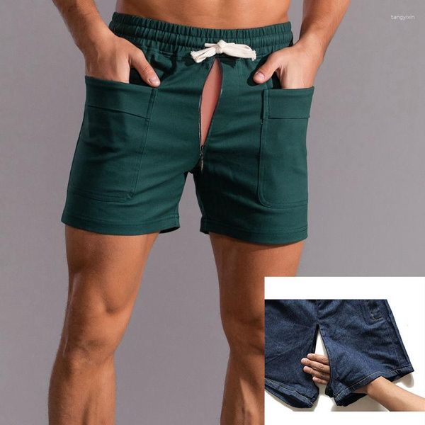 Pantaloncini da uomo Casual Cerniera invisibile Anteriore posteriore Pantaloni con apertura sul cavallo Tasche grandi Sport Tuta da fitness Sesso all'aperto