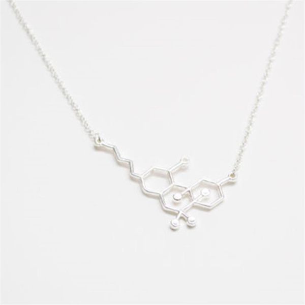 Anhänger 10 Stücke Gold Silber Einfache Molekül Molekulare Struktur Hormon Element Halskette Wissenschaft DNA Dopamin Halsketten Jhey9 Vxbzf251z
