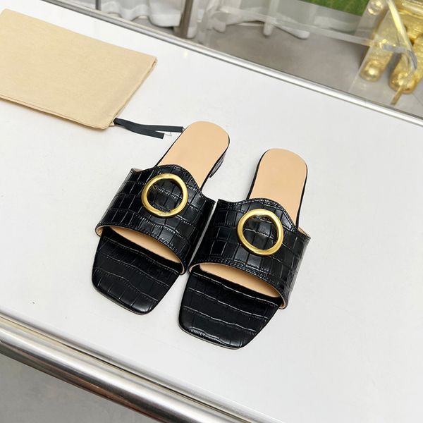 Doppio logo da donna Nojum Blondie scivolo in coccodrillo Famoso designer di lusso sandali da donna firmati Scarpe casual sandali piatti estivi diapositive pantofole da donna firmate