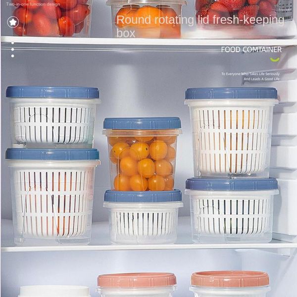 Garrafas de armazenamento 1 PC Caixa de geladeira Legumes frescos Caixas de frutas Cesta de drenagem Recipientes Cebola Gengibre Comida selada