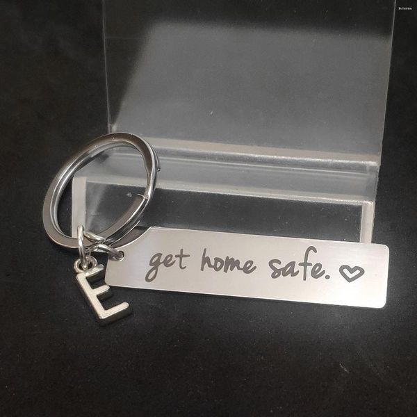 Карабинер из нержавеющей стали для ключей для Keys Creative Keyring Valentine Get Home Safe Personality Пара подарок A-Z 26 инициалов DIY