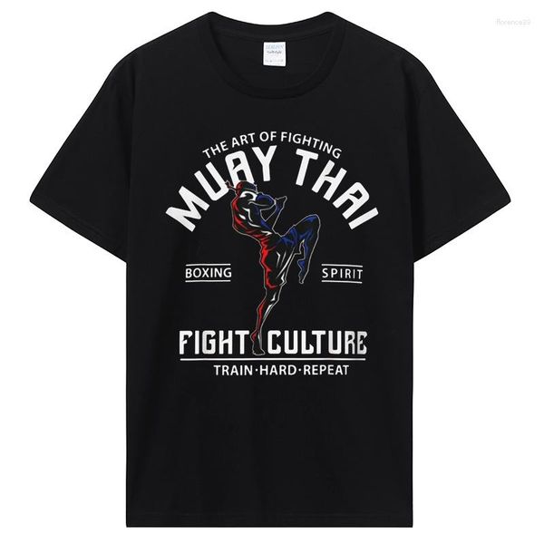 Erkek Tişörtleri Yaz Men Moda Marka Pamuk Gömlek Serin Muay Thai T-Shirt Wai Kru Tayland Sıradan Tee Tshirt Harajuku