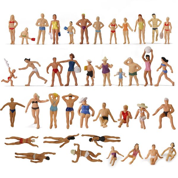 Giocattoli per veicoli Evemodel 40 pezzi Pose diverse Scala HO 1/87 Nuoto Figure Persone Spiaggia Paesaggio Layout Miniatura P8720 230731