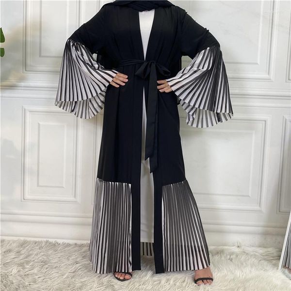 Abbigliamento etnico Donne musulmane Open Abaya Kimono Flare Sleeve Maxi Dress Eid Ramadan Jalabiya Abaya islamico Dubai Kaftan Turkey Robe Party