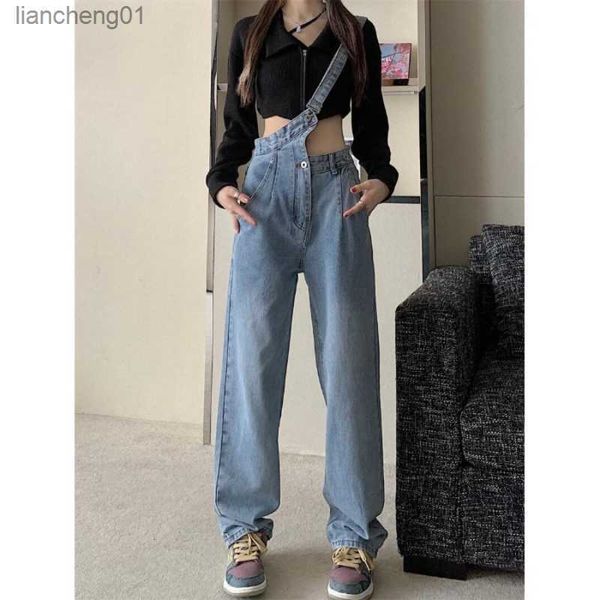Macacão Jeans Sense Design Irregular Feminino Cores Sólidas Roupas Básicas de Trabalho Colegial Escritório Senhoras Elegante Longo Novo L230619