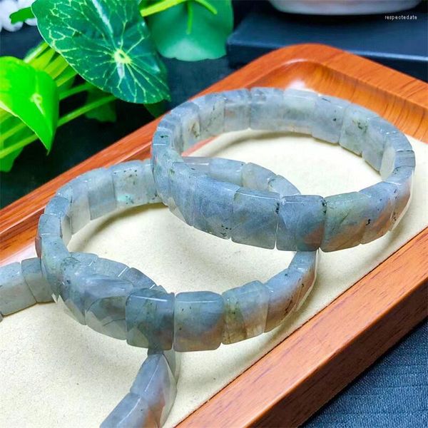 Bangle Natural Grey Moon Stone Labradorite Bracciale Healing Fashion Reiki Crystal Uomo Donna Gioielli Fengshui 10x12mm