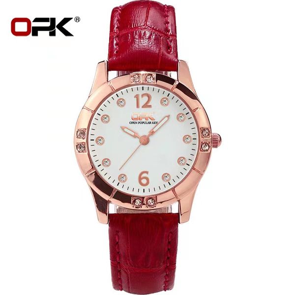 Relógio feminino OPK quartzo elegante estilo cinto brilhante com diamantes relógio feminino 31 mm