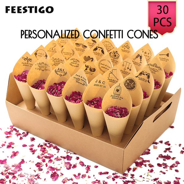 Banner Bandiere Coni di coriandoli personalizzati per matrimoni FEESTIGO Petali di rosa essiccati Coni di coriandoli naturali biodegradabili per la decorazione di matrimoni e feste 230731