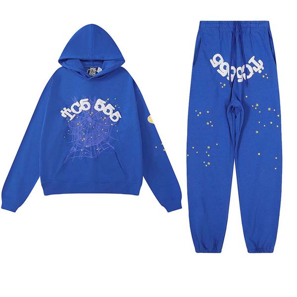 Felpe con cappuccio blu Pantaloni Tuta sportiva Plus Size Uomo Donna Puff Star Stampato Felpe Hip Hop Fleece Top da uomo 23FW