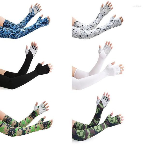 Knieschützer Sonnenschutz Outdoor-Sportarten Eisseidenärmel 1 Paar Reiten Sonnenschutzhandschuhe Klettern Armabdeckung Fünf-Finger-Polyester