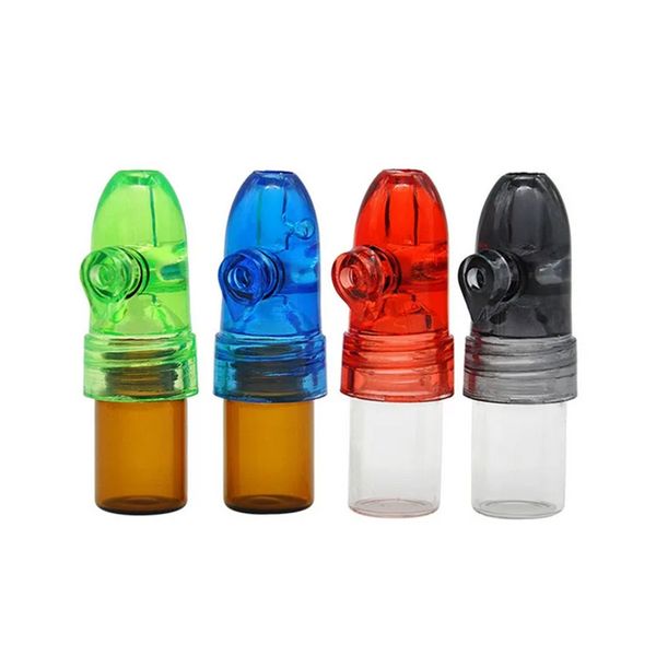 Snuff Bullet Box Dispenser Snuffer 67mm/82mm Altura Vidro Acrílico Snorter Rocket GARRAFA SNUFF Snuff Snorter Sniffer Dispenser display Bongs para cachimbo de água