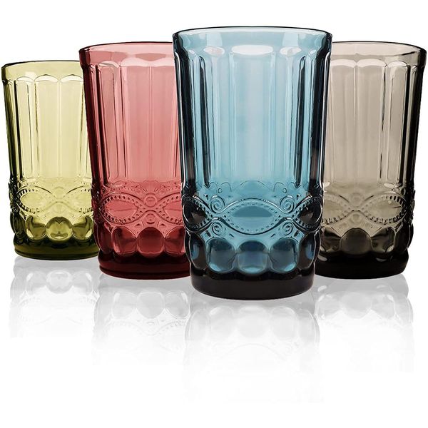 Bicchieri da vino colorati Bere Vintage in rilievo Mticoloured Glasre Bicchieri romantici Bicchiere per acqua Succo Bevande Drop Delivery Home Dhtkx