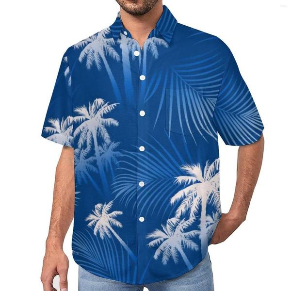 Camisas casuais masculinas Tropical Palm Trees Camisa de praia com estampa de folha havaiana Blusas elegantes de manga curta Design roupas plus size