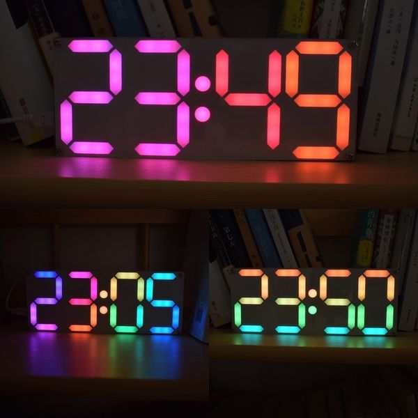 Relógios de mesa de mesa grande tubo digital de arco-íris DS3231 kit DIY com cores personalizáveis C90D 230731