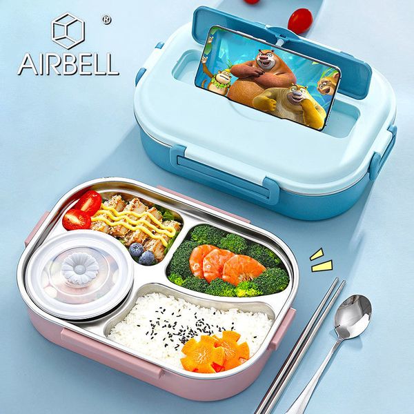 Lancheiras Lancheira 304 Aço Inoxidável Crianças E Adultos Bento Lancheira Recipientes para Armazenamento de Alimentos Kawaii Saco Térmico Portátil Talheres Piquenique 230729