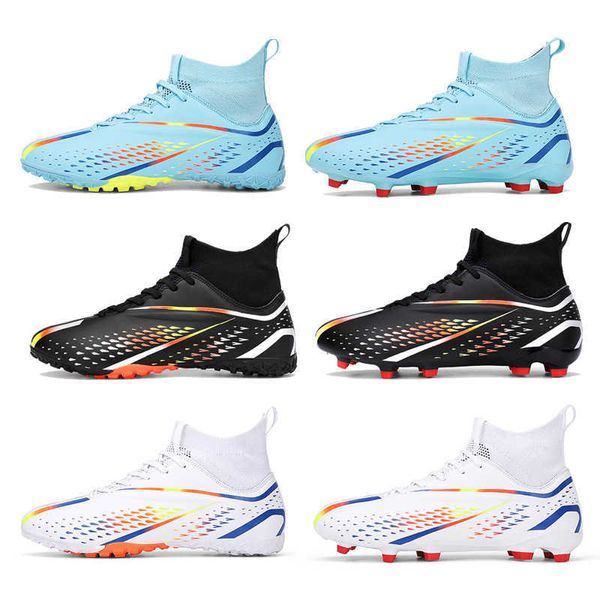 Высокие топ -новые футбольные ботинки Mens Tf Ag Soccer Shoes Youth Training Shoes Blue Black White