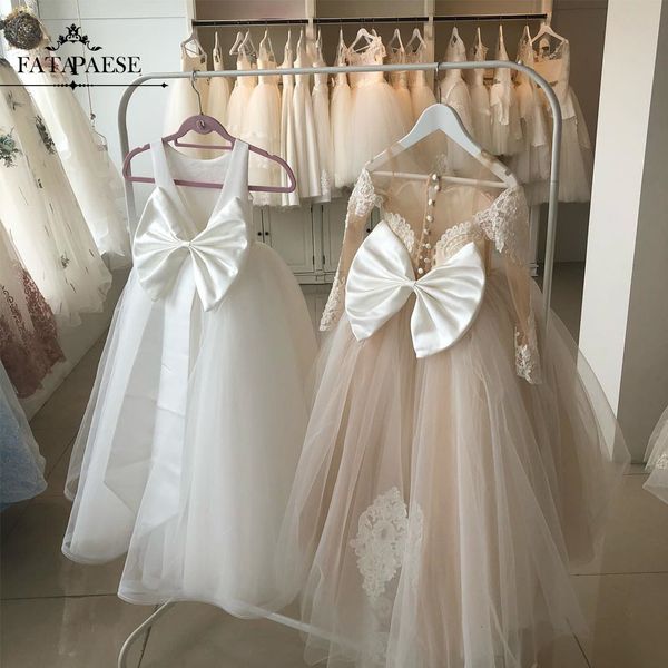 Mädchenkleider FATAPAES Blumenmädchenkleider Weiß Elfenbein Champagner Kinder Erstkommunion Prinzessin Maxi Ballkleid Hochzeit Partykleid Kinder 230731