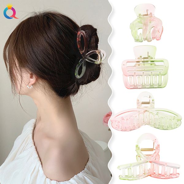 Transparent Rosa Grün Frühling Farbe Kleine Mode Frauen Kunststoff Haar Krabben Klammern Charme Dame Kleine Haar Clips Kopfschmuck Haar Zubehör 2333