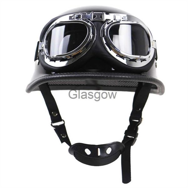 Motorradhelme DOT Deutsch Retro Motorrad Halbhelm Schutz Outdoor Reiten Motorradhelme mit Brille Elektroroller Moto Casco x0731