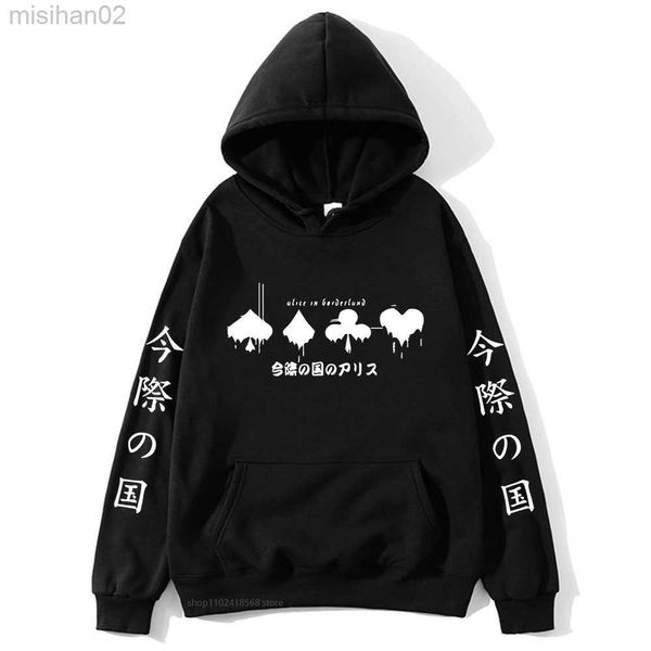 Herren Hoodies Sweatshirts Alice In Borderland Männer Cartoon Karten Sweatshirt Harajuku Grafik Streetwear Frauen Anime Tops Kleidung Y2k Sudaderas HKD230731