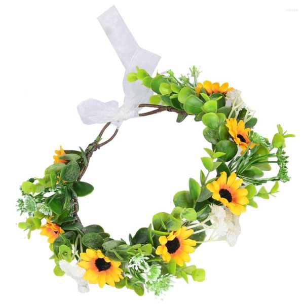 Flores decorativas Faux Wreath Headband Girls Hair Ties Flower Crown Bride Fairy Crowns para mulheres Headbands Acessórios Kit de casamento floral