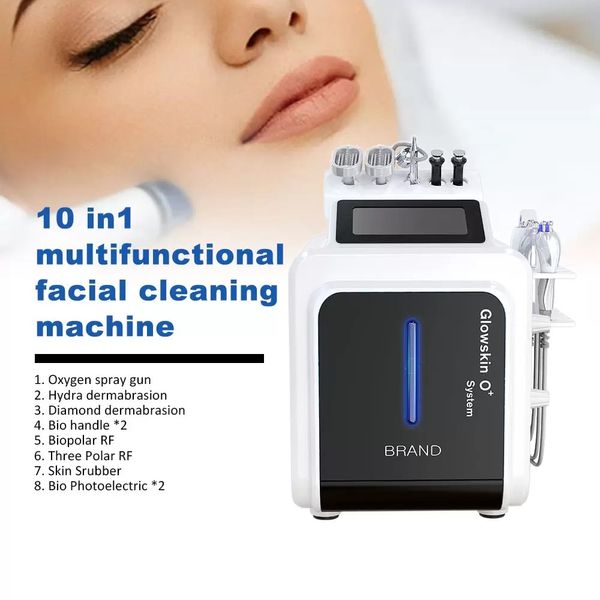Máquina hidrofacial profissional 10 em 1 para cuidados com a pele microcorrente elevador facial anti-rugas limpeza profunda Hydradermabrasion equipamento de beleza para endurecimento da pele
