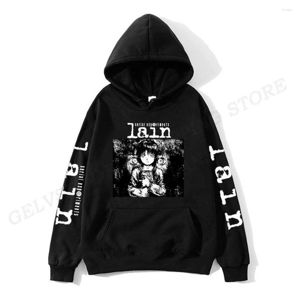 Серийные эксперименты мужских толстовок Lain Print Men Men Fashion Kids Hip Hop Boy Coats Женщины толстовины